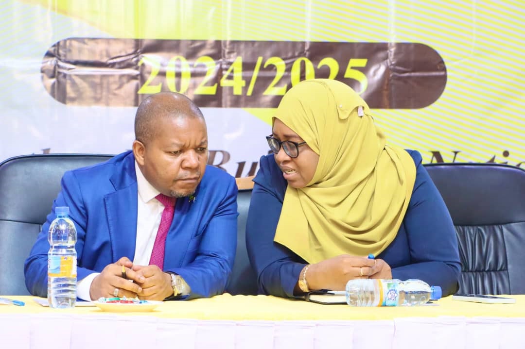 Dr Saada Mkuya Salum, Minister of State in the Zanzibar President’s Office (Finance and Planning), has a word with Tanzania Revenue Authority (TRA) commissioner general Yusuph Mwenda. It was at a meeting held in Zanzibar late last week .