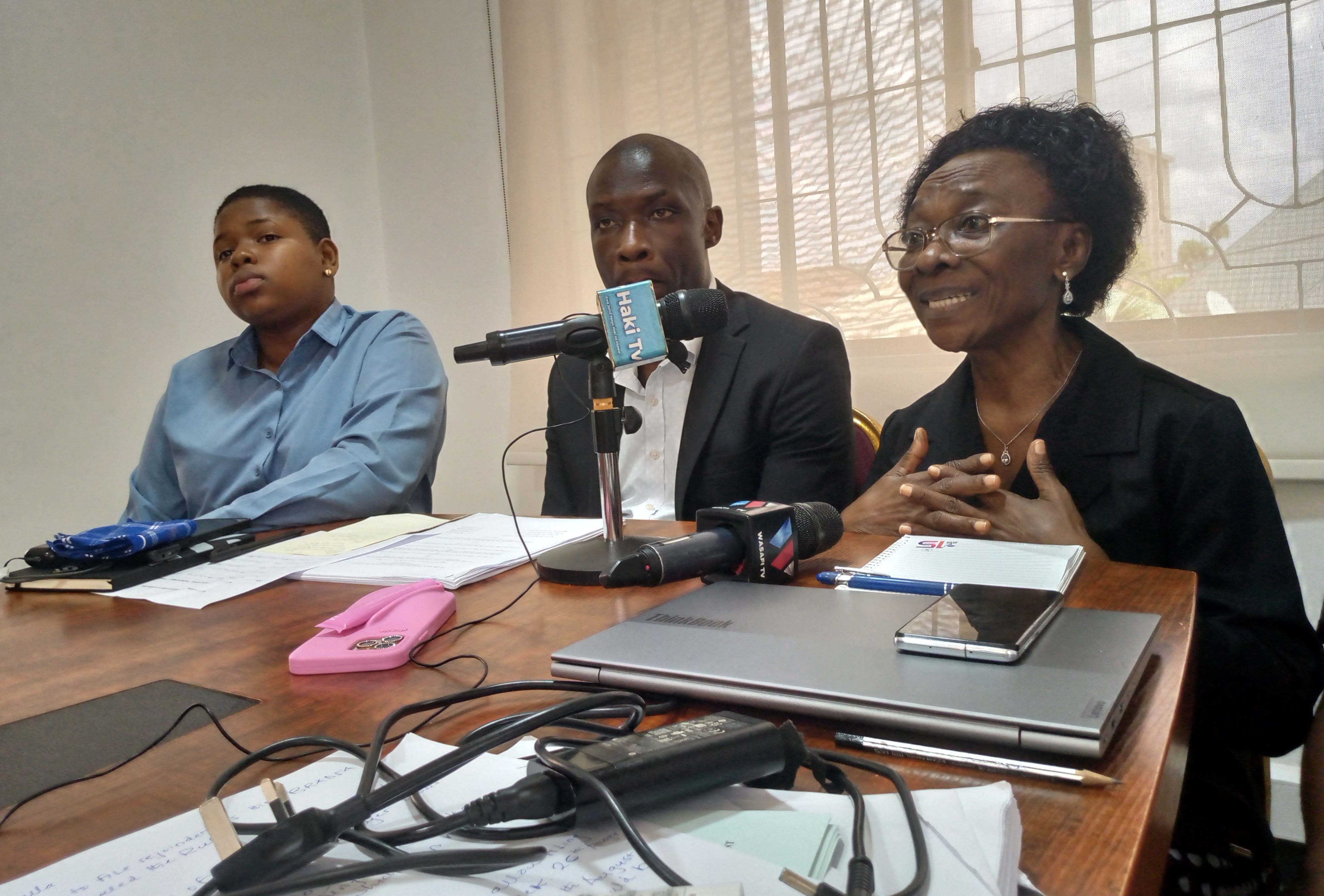 Anti-tobacco activist Lutgard Kagaruki briefs journalists in Dar es Salaam on a court case, supported by the Legal and Human Rights Centre, seeking stricter tobacco laws.